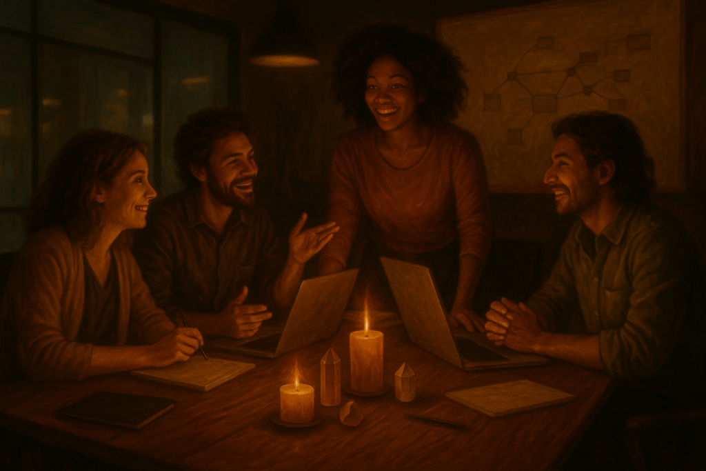 Dynamisches Kreativteam entwickelt begeistert neue Ideen in einem modernen Büro – Innovation und Teamwork